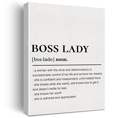 Boss Lady Canvas Wall Art Motivational Girl Boss Definition Canvas Print Painting Office Home Wall Decor Framed Mentor Gift 12x15 Inch