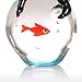 Tooarts Cat and Goldfish Sculpture Glass Ornament Cat Figurine Hand Blown, Christmas Birthday Gift [Black & Red]