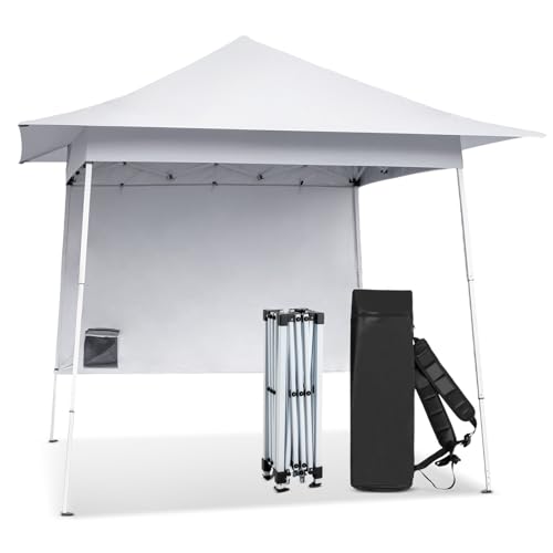 Outvita Pop Up Canopy with Sidewall, 8x8ft Outdoor Instant Waterproof Shelter with Backpack Carry Bag and Double Layer Roof for Outside Activiy BBQ Parties Lawn Events