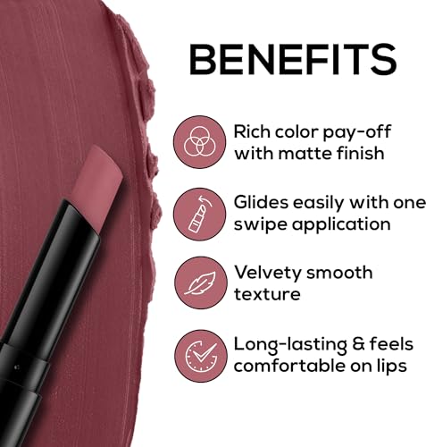 Image of RENEE Very Matte Lipstick - Berry Bliss, Intense Color Pay Off, Full Coverage, Long Lasting & Weightless, Easy Glide Formula With Velvety Finish, Suitable for All Occasion, Ideal For Gifting