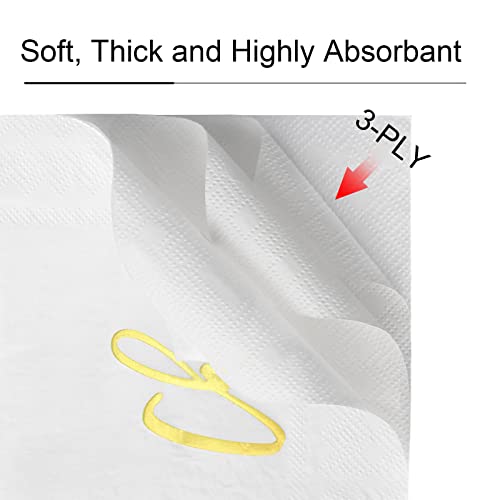 100Pcs White And Gold Napkins Disposable, 3 Ply Wedding Decoration Cocktail Napkins, Party Napkins Bar Napkins, Bachelorette Napkins Engagement Napkins Beverage Napkins #TOP2