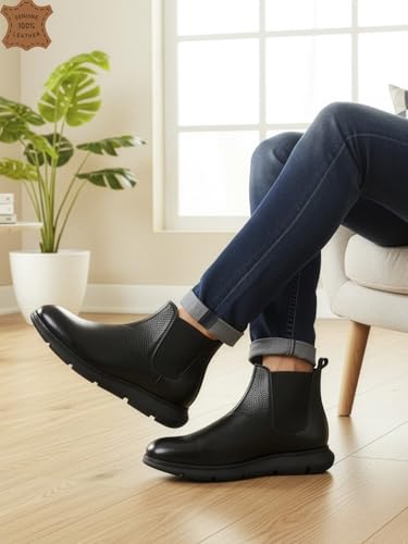 Image of Carlton London Men's Modern Ankle Chelsea Slip-On Boot with Lightweight