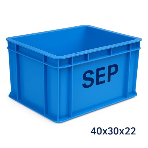 Image of Plastic Size 40x30x22 CM, Heavy-Duty Plastic Storage Crate - Heavy Duty Blue Portable Pack of 1 PCS | Crates for storage