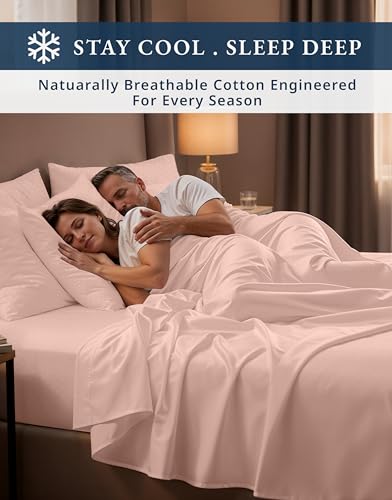 Image of LANE LINEN Disposable Sheets for Travel King Size Sateen - Veiled Rose | Rest Sheets Cooling Set King - 4-Piece Set, For A Luxurious Night's Sleep, For A Silky Hotel-Style Bed, Luxe Sheen