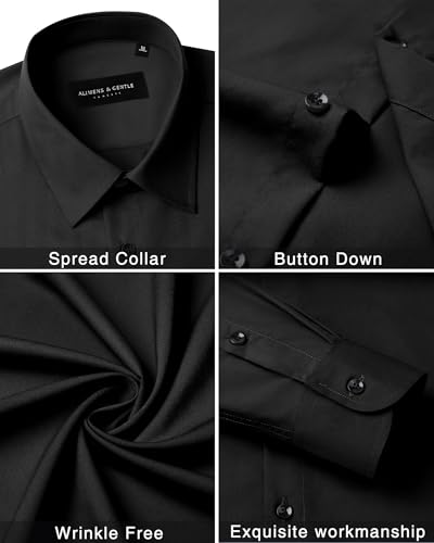 Image of Alimens & Gentle Men's Dress Shirts Long Sleeve Wrinkle Free Stretch Business Casual Wedding Button Down Shirt