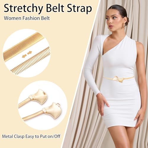 Women Skinny Metal Waist Belt Stretch Belt Spring Chain Belt for Dresses3