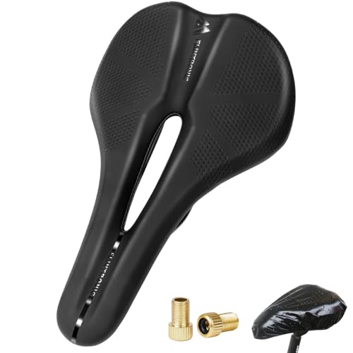 Flintronic Sillín de Bicicleta de Montaña, Sillín MTB, Cómodo Transpirable y Impermeable Sillin Bicicleta, con Funda Impermeable y Bolsa, Ergonómico Unisexo Sillin Bicicleta para Carretera, Urbana, B