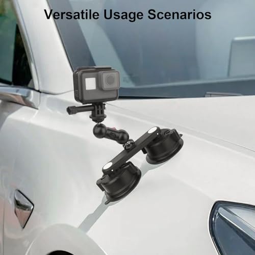 Mechrig Dual Suction Cup Car Mount with Phone Holder,360°Adjustable for Action Cameras & Smartphones,Windshield,Dashboard,Boat Mount for GoPro Hero 13/12/11/10,DJI OSMO Action,Insta360 X4/X3,and More - image 7