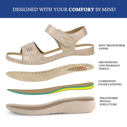 JABASIC Women Comfortable Sandals Orthotic Walking Sandals Orthopedic Arch Support Sandals3