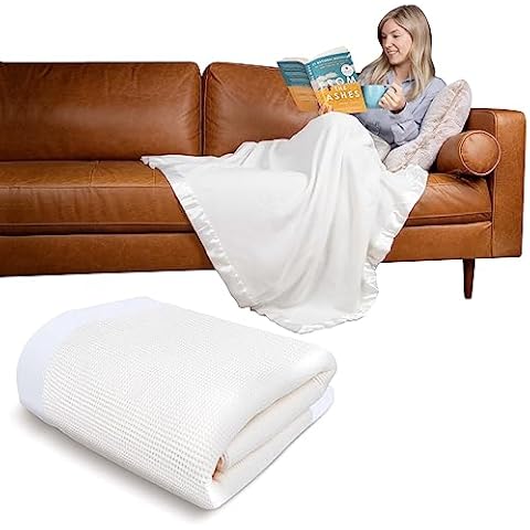 Baby Morgan Buttery Soft Throw Blanket 50" x 60" – Cozy Fall Blanket for Couch, Bed, and Lounging – Super Soft Fuzzy Fleece Throw with Satin Trim – Perfect Warm Blanket for All Seasons (White) Cover