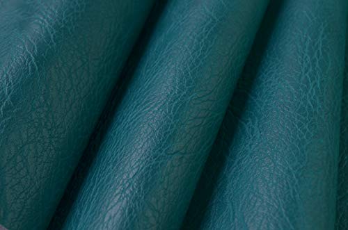 Image of Wento Thick 1 Yard Faux Leather Soft Skin Grain PU for Furniture Cover, Reupholster Sofa Chairs, Cushions, Vinyl Upholstery (1yard, Peacock Green)