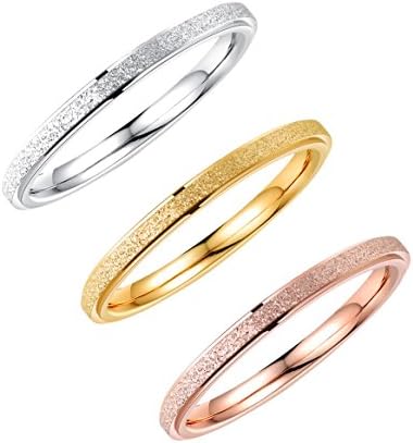 ALEXTINA 3 Pack Stainless Steel 2MM Thin Stackable Midi Rings for Women Rose Gold Silver Wedding Engagement Bands, Size 5