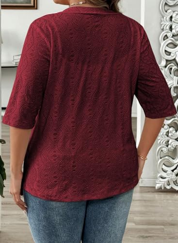 Image of Eytino Plus Size Cardigan for Women Half Sleeve Knitted Jacquard Summer Kimono Cover up Tops(1X-5X)