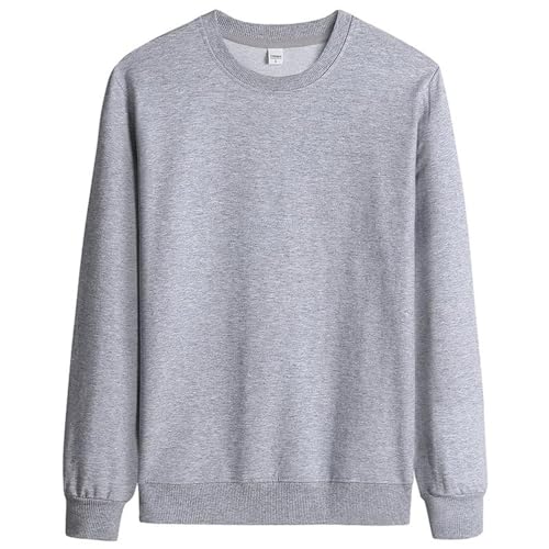 Sweatshirt homme slim col rond basique en coton gris clair grande taille 5XL