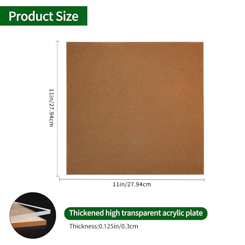 Image of Lesnlok 11 x 11 Acrylic Sheet 1 /8 Thick 3mm 2 Pieces Plexiglass Sheet,for Sign,Craft,Painting,Laser Cutting,DIY Display Projects... (11 inch x 11 inch, 2)
