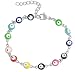 EDFORCE Stainless Steel Women's Charm Bracelet Green | Gold Enamel Evil Eye Protection Link Chain Adjustable, 8" (MulticoloRed, Silver-and-Stainless-Steel)