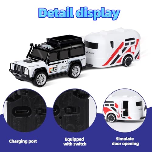 Image of PLUSPOINT 1:64 Mini RC Off-Road Car with LED Lights | 2.4GHz Off-Road Remote Control Car | 3 Speed Adjustable, USB Rechargeable Alloy RC Truck for Kids & Adults Indoor /Outdoor Racing