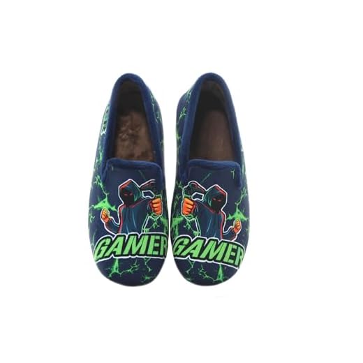 ALCALDE - Zapatilla de casa cubierta,chinela cerrada,babucha juvenil,dibujo gamer, para: Niño color: MARINO talla:39