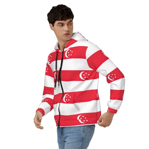 Sweat à capuche zippé imprimé Singapour veste décontractée - 4