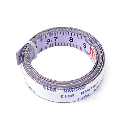 Self Adhesive Metric Scale Ruler POWERTOOL Stainless Steel Miter Tape Measure for T-Track Router Table Saw Woodworking Tool (White,Left to Right 0-2M)
