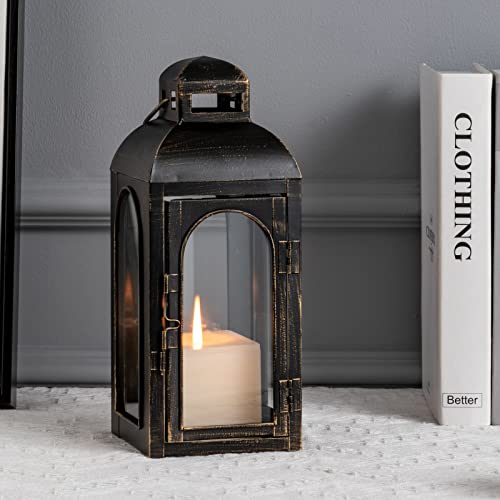 Decorkey Candle Lantern Decorative, Outdoor&Indoor Vault Hanging Home Decor, Vintage Metal Decorative Candle Holders For Table Front Porch Patio Wedding Party Black With Copper Brush #TOP2