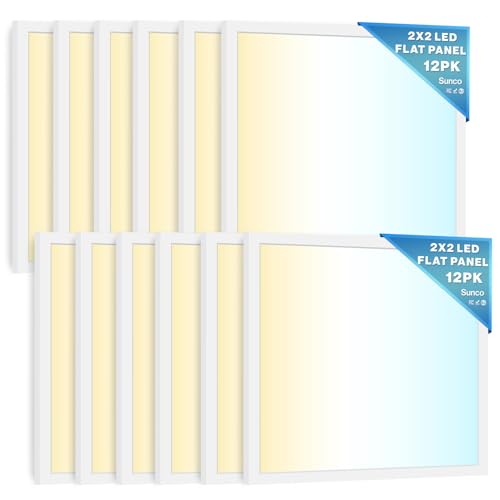 Sunco 12 Pack 2x2 LED Flat Panel Light, Dual Selectable CCT 4000K/5000K/6000K & Selectable Wattage 30W/35W/40W, 5200 Lumens, Dimmable 0-10V, Back-Lit Troffer Replacement Light Fixture ETL