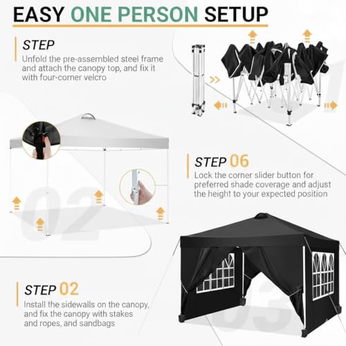 Image of PERGOLA Design 10x10 Heavy Duty 30KG Canopy Tent with Window Side Walls & Curtains | Premium Waterproof Pop Up Gazebo Outdoor Portable Event Shelter for Garden, Terrace & Parties
