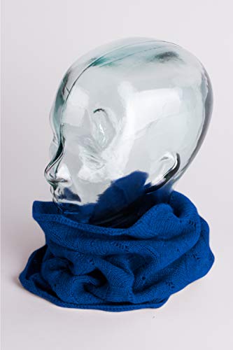 Love Cashmere Women's 100% Cashmere Infinity Scarf Snood - Deep Blue - made in Scotland2