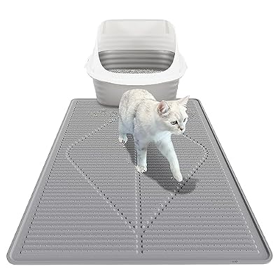 Mofason Cat Litter Mat Litter Trapping Mat XXL Grey Silicone Litter Box Mat