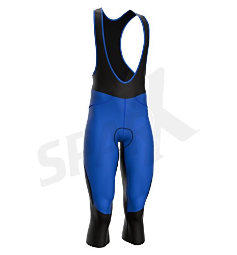 Sparx Men's Thermal 3/4 Cycling Bib Shorts Roubaix Winter Cycling 3 Quater Bib Tight Bibs Knicker Padded (Blue, 2XL) - Thumbnail 3