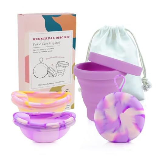 KBIBCK Juego de disco menstrual, disco menstrual con 2 discos periodales de tamaño S+L, esterilizador y bolsa de almacenamiento, disco menstrual reutilizable para mujeres activas, deportes, natación