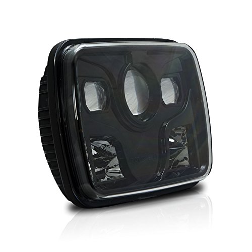 GENSSI 7x6 Projector LED Headlight Sealed Beam Replacement DOT Black Housing (1 Lamp Only)