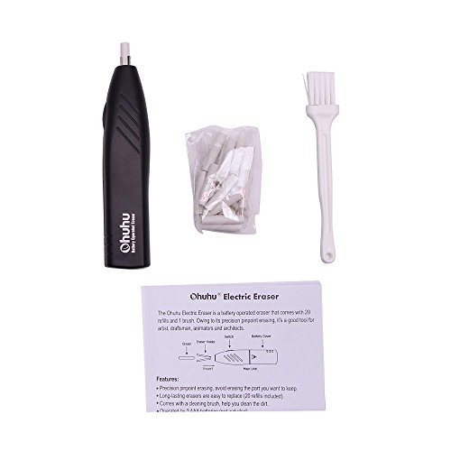 Ohuhu Electric Eraser Kit with 20 Eraser Refills and 1 Eraser Brush, Auto Erasers for Artist Drawing, Painting, Sketching, Drafting, Architectural Plans, Arts and Crafts,Battery Operated Pencil Eraser - Thumbnail 7