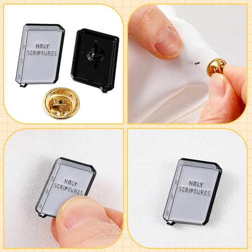 Image of Landical Christian Enamel Pin Gift Bulk, Holy Bible Scripture Square Lapel Pins for Suit Jacket Jesus Back to School Religious Party Supplies Women Men Badge Bagpacks
