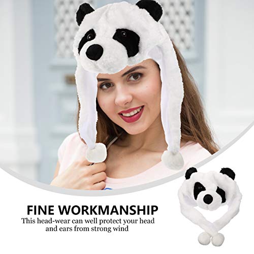 Amosfun Chapéu de Panda de Pelúcia Peles Artificiais Boné de Animal Novidade Inverno Quente Cachecol