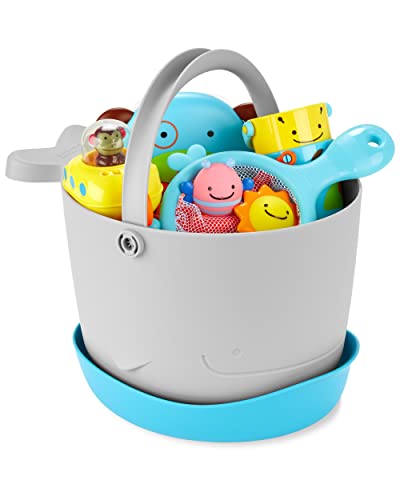 Image of Skip Hop Baby Bath Toy Filled Bucket, Bath Toy & Bucket Gift Set, Grey