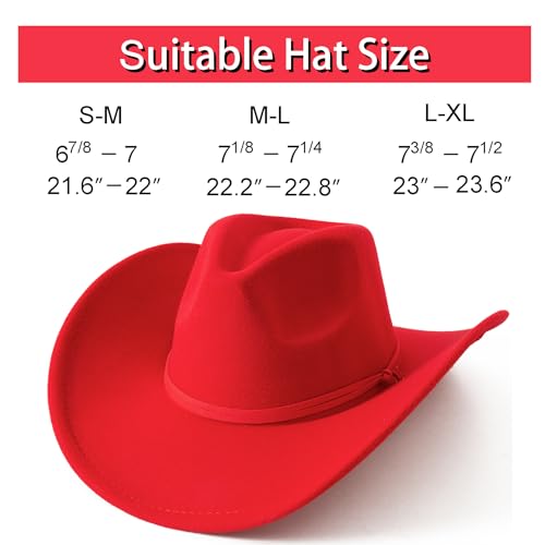 Image of Lanzom Women Men Retro Felt Wide Brim Western Cowboy Cowgirl Hat Dress Up Hat with Wind Lanyard