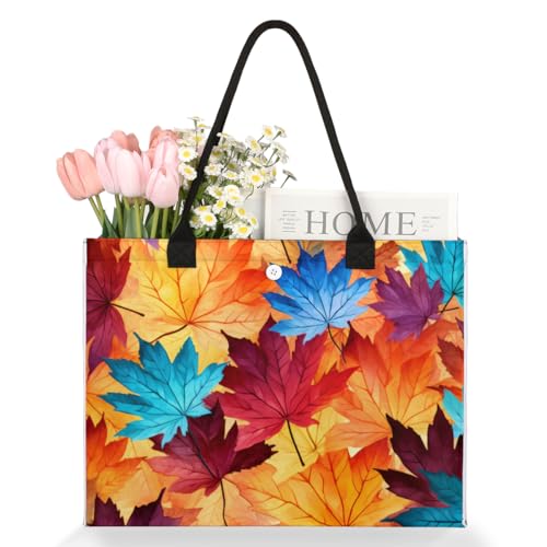 Pardick Tote Bag For Women Maple Leaf Autumn Travel Bag Reusable Grocery Bag Utility Tote For Work Shopping Pool Beach Bag for Gift Outdoor,A7543