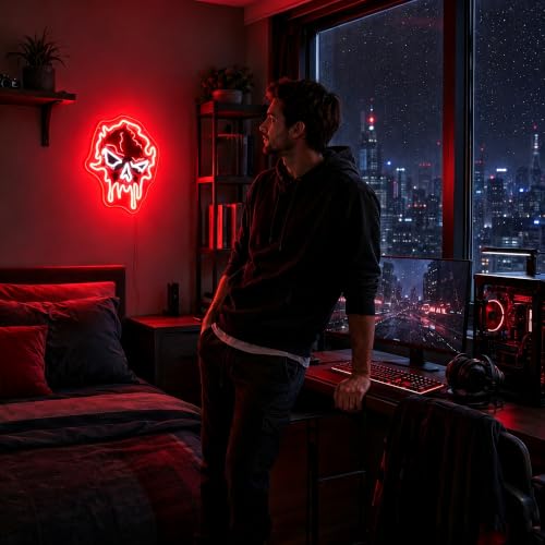 Image of Neon Sign, Skull Neon Signs for Wall Decor LED Signs Neon Light