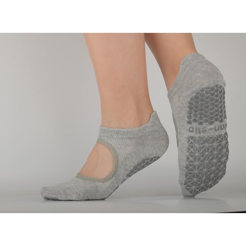 Image of Pilates Socks with Grips for Womens Athletic Gym Yoga Barre Dance Non Slip Skid Socks with Hole Cut