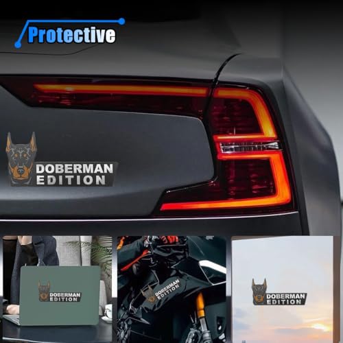 Image of Dog Edition Badge for Car, 3D Laser Cutting Animal Car Emblem, Funny Cute Dog Badge Car Decals Sticker, Acrylic Bumper Sticker Auto Exterior Decoration Emblem for Car Truck (Doberman Pinscher)
