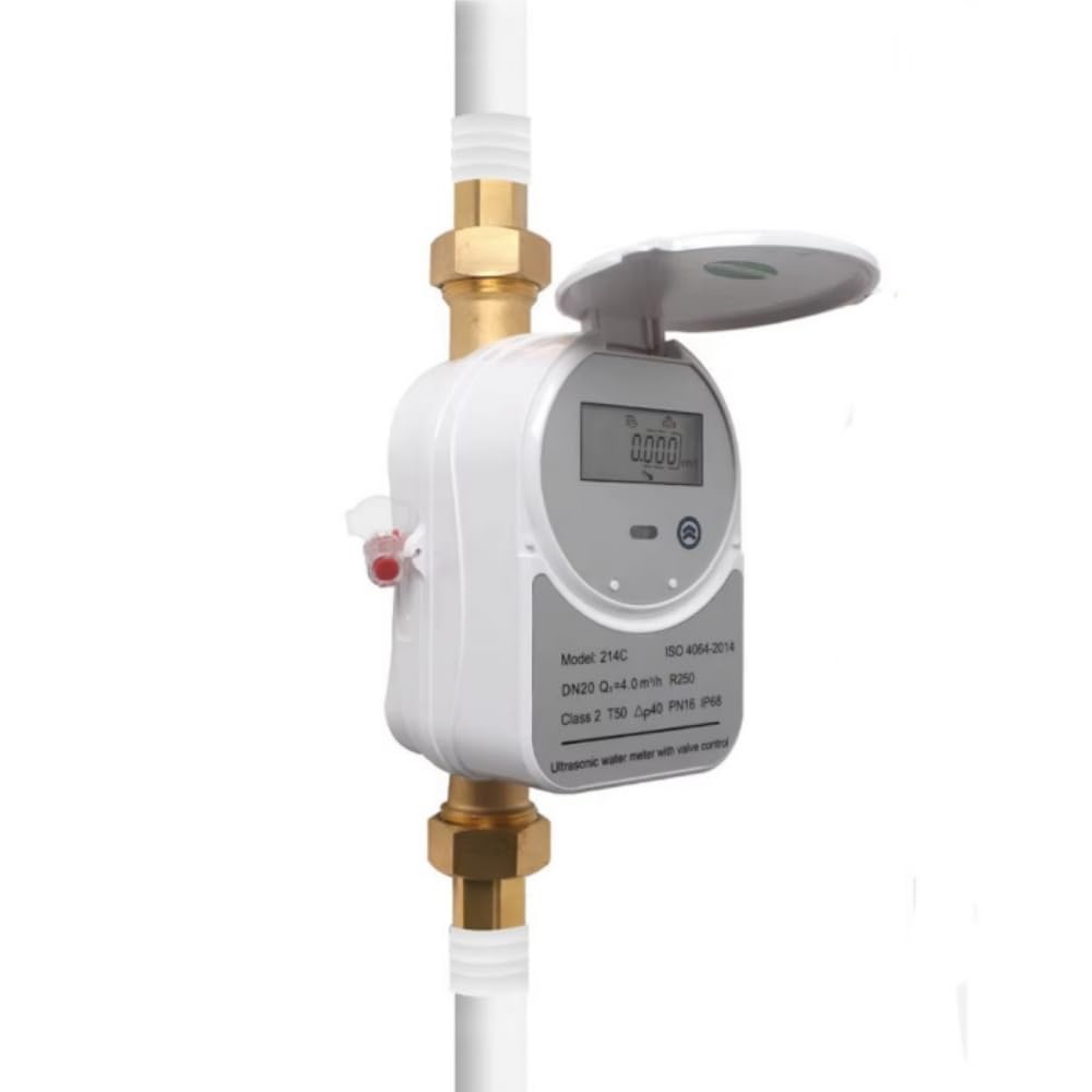 Tuya Zigbee - Medidor ultrasónico de agua fría con válvula inteligente, medidor de flujo de 15/20 mm para una medición precisa, seguimiento preciso del uso del agua compatible con la aplicación Tuya