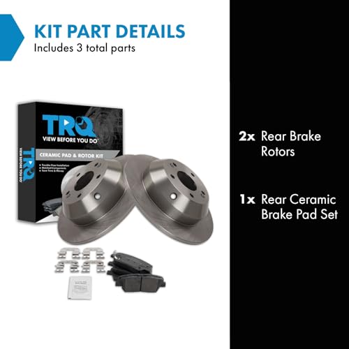 Image of TRQ Rear Brake Pad and Rotor Set Ceramic Compatible with 2016-2020 Kia Sorento