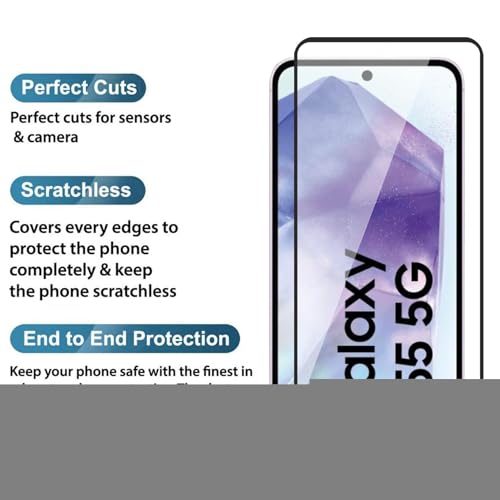 Image of DD SON Premium Tempered Glass Screen Protector Guard Compatible For Samsung Galaxy A35 / A55 / M35 (Ultrasonic Fingerprint Working) (6.9 Inch, Pack of 1) | Edge to Edge Coverage