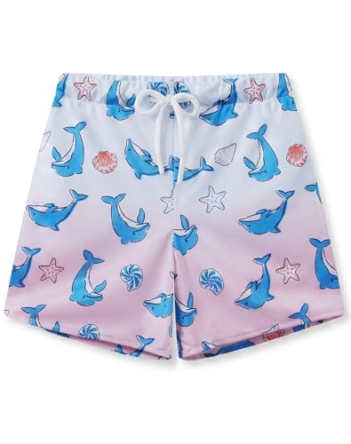 Image of AMYNICE Girls Beach Board Short with Liner Quick Dry Active Jellyfish Print | Swimming Trunks Swimsuit with Pockets Drawstring Surfing, Beach, Vacation and Holiday for Toddler Baby girl