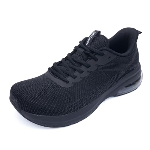 BiNHam Men's Wide Toe Box Walking Shoes | Arch Support Slip-on Sneakers | Orthotic Shoes for Plantar Fasciitis, Bunions Solidblack US 11