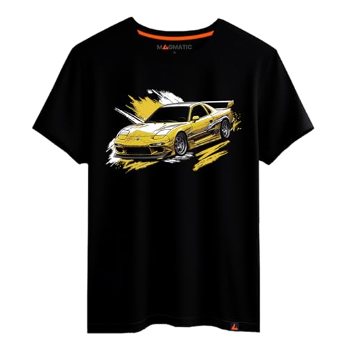 Magmatic - Camiseta RX7 Coche Deportivo para Hombre Unisex Niño, Colección Splash Car Camiseta Negra Premium 100% Algodón, Regalo Coche Deportivo, Apasionado del automóvil, fanático del Coche