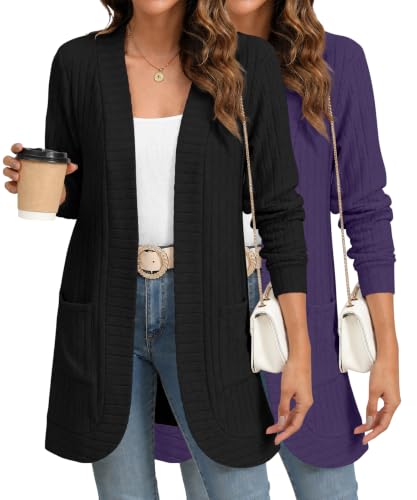 Image of YSYOKOW Cardigan Sweaters for Women Long Sleeve Open Front with Pockets
