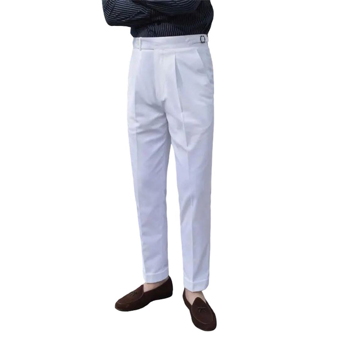 Mens Office Dress Pants - Slim Fit Business Casual Ankle Length Suit Trousers Formal
