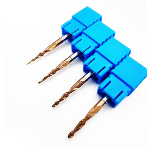 Image of 4pcs /Package Assorted R0.25 & R0.5 & R0.75 & R1.0 with 1 /8 inch (3.175mm) Shank HRC55 2Flutes Tungsten Solid Carbide Tapered Ball Nose End Mill (4pcs, R0.25+R0.5+R0.75+R1.0)